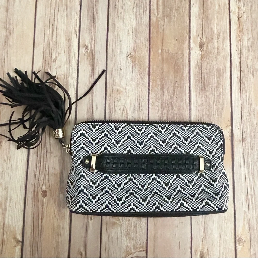 Sam & Libby Black and White Zigzag Clutch